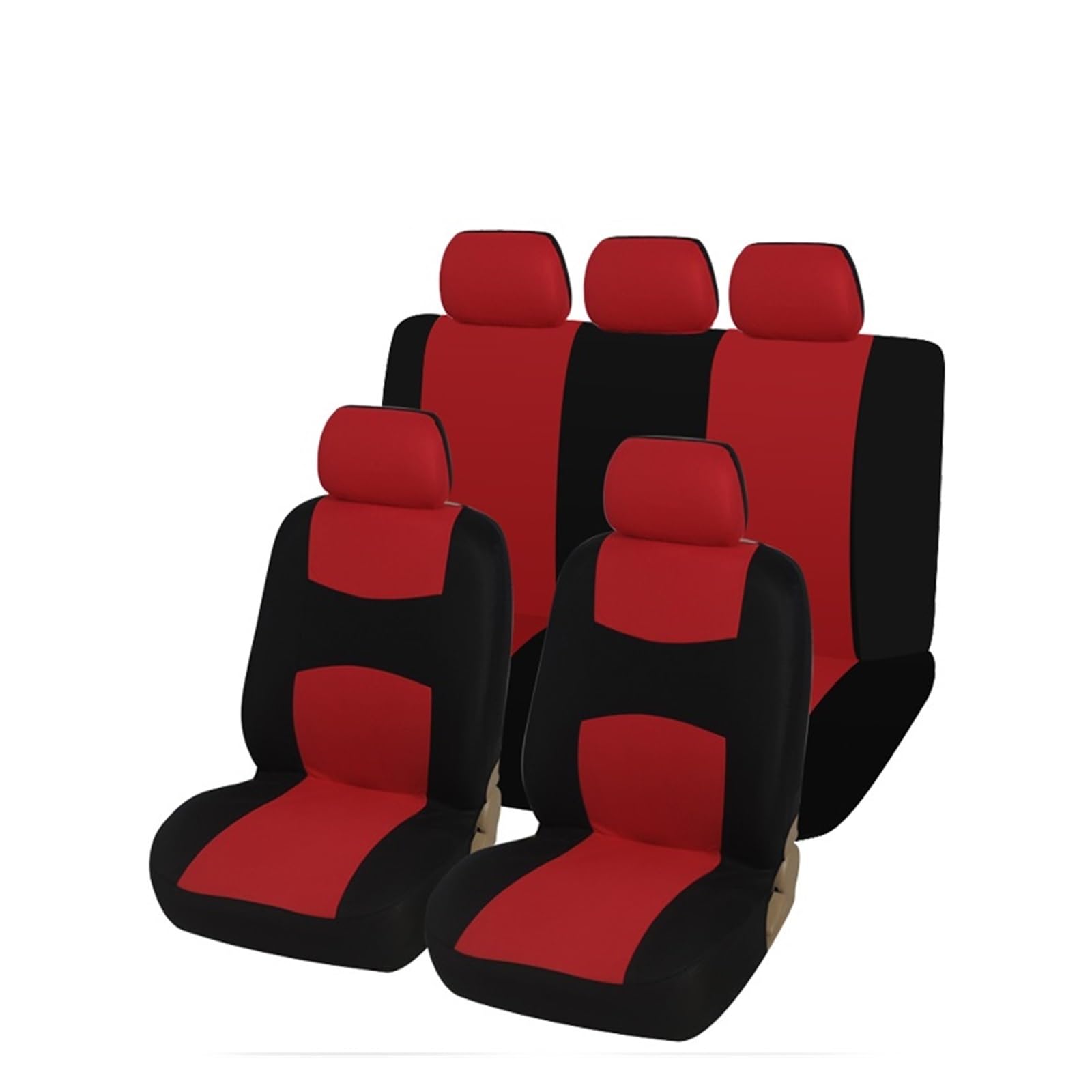 HILLAR Sitzbezüge Auto Autositzbezug Airbag-kompatibles Belüftungstuch Schutzkissen Autos Universal Für Autos Mit 1/2/5/7 Sitzen Auto-Sitzbezüge(5 Seats-Red) von HILLAR