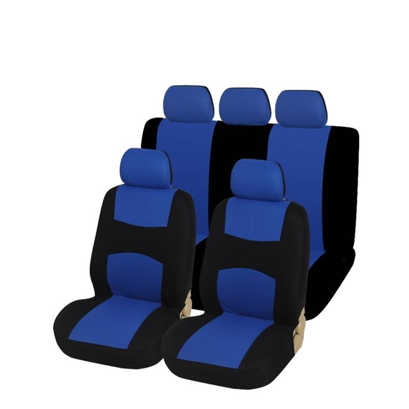 HILLAR Sitzbezüge Auto Einzigartiger Flachstoff-Autositzbezug, Innenzubehör, Universeller Autositzbezug Auto-Sitzbezüge(Blue Full Set) von HILLAR