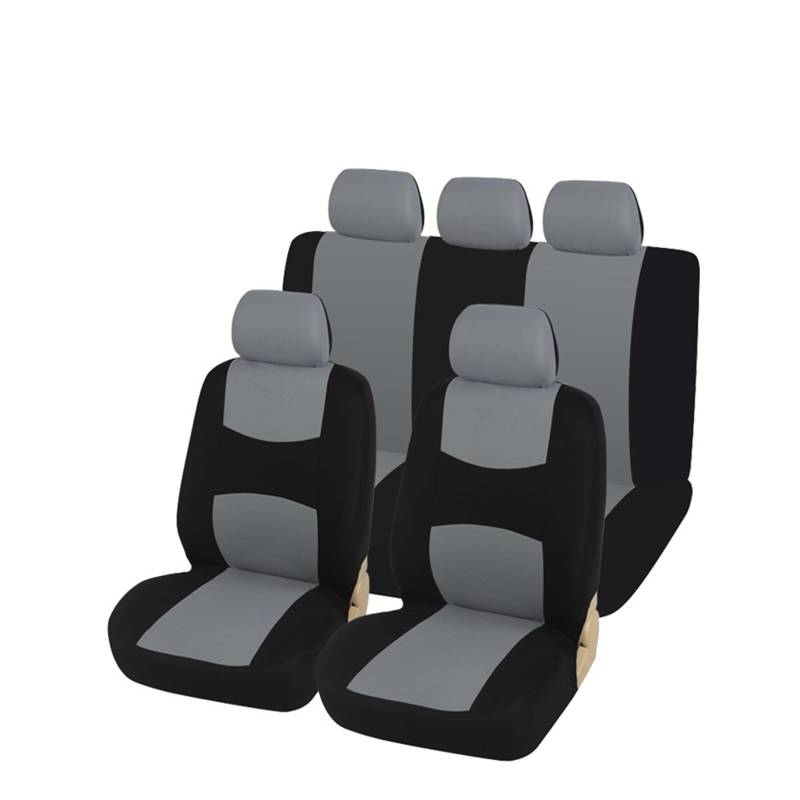 HILLAR Sitzbezüge Auto Einzigartiger Flachstoff-Autositzbezug, Innenzubehör, Universeller Autositzbezug Auto-Sitzbezüge(Gray Full Set) von HILLAR