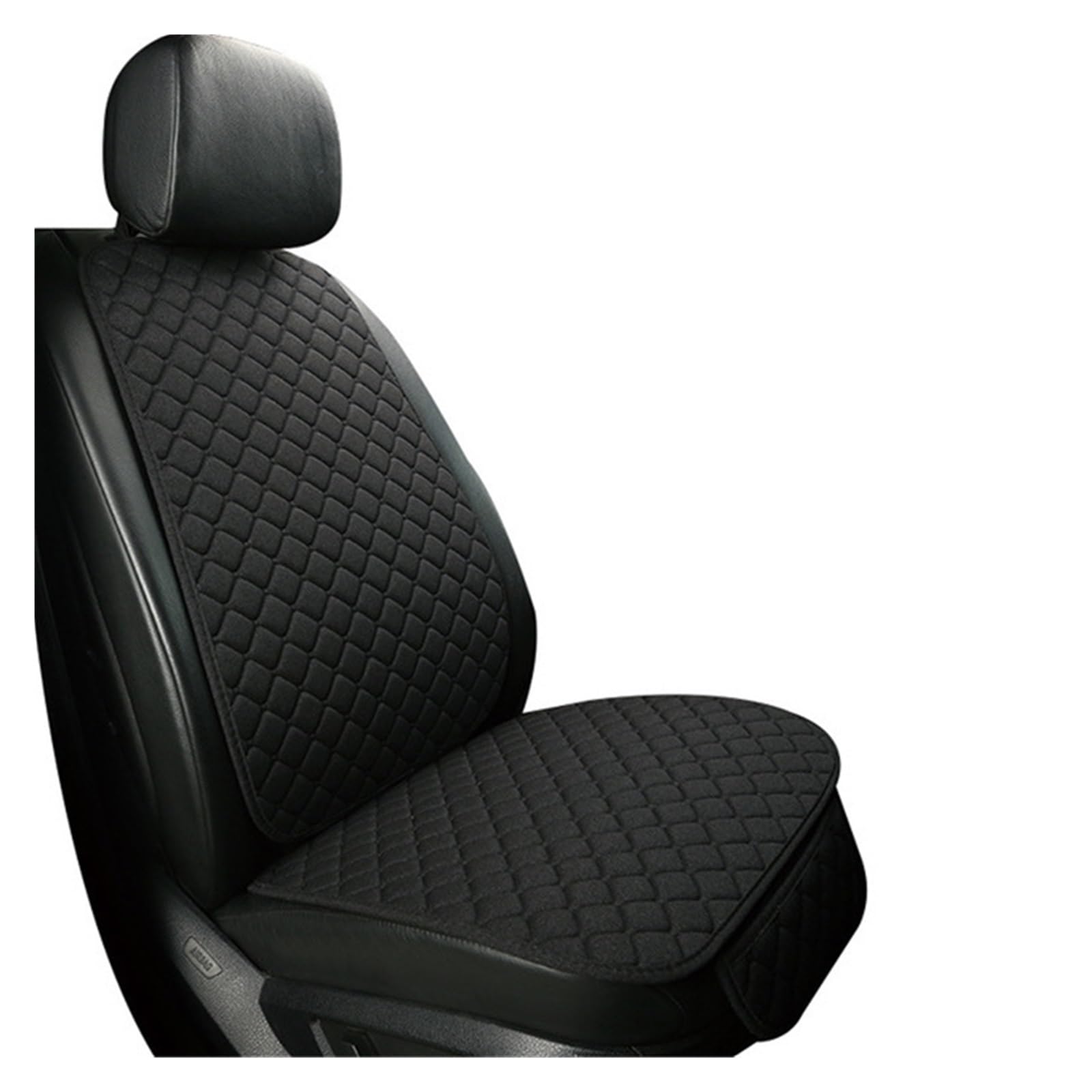 HILLAR Sitzbezüge Auto Flachs-Autositzbezug Mit Rückenlehne Und Taschen-Leinenkissen Vorderes Autositz-Schutzpolster Auto-Sitzbezüge(1 seat Black) von HILLAR