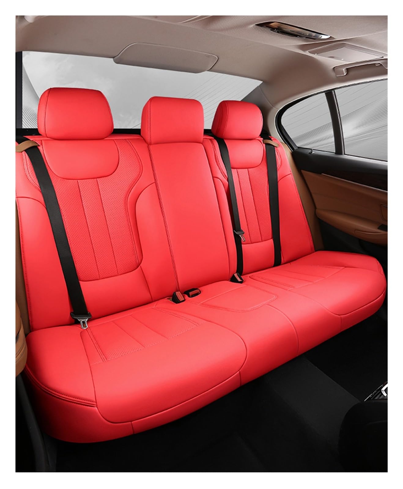 HILLAR Sitzbezüge Auto Für 3er E90 F30 E36 E46 E92 Innenteile 2005 2006 2007 2008 2011 Autositzbezüge Aus Leder Auto-Sitzbezüge(Rear Seats d) von HILLAR