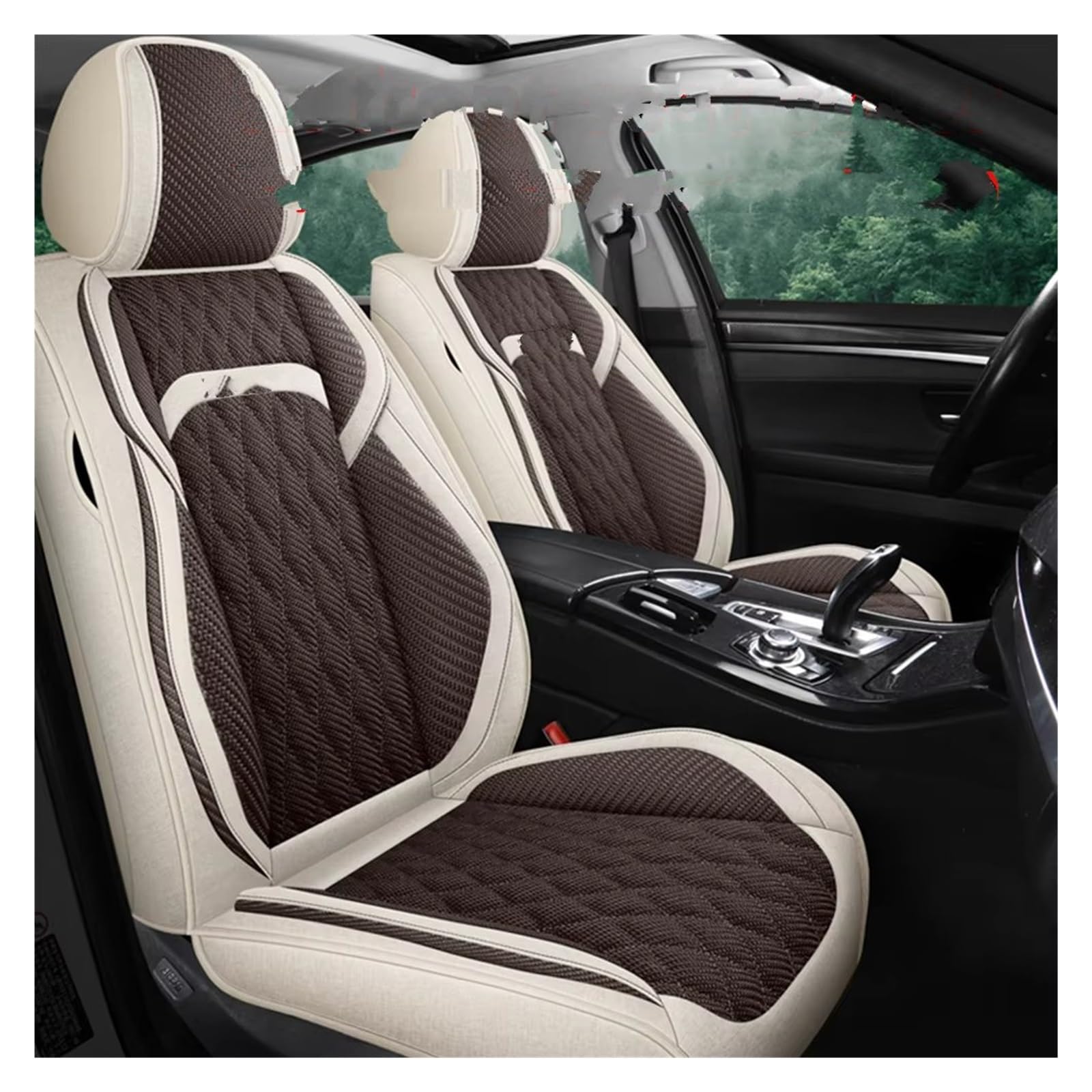 HILLAR Sitzbezüge Auto Für A4 B8 B6 B7 Für Avant A3 8P A5 Für Sportback Q2 Q3 A7 Q7 4L 100 C4 A6 4F C7 C5 Leinen Autositzbezüge Auto-Sitzbezüge(Beige Grey Front) von HILLAR