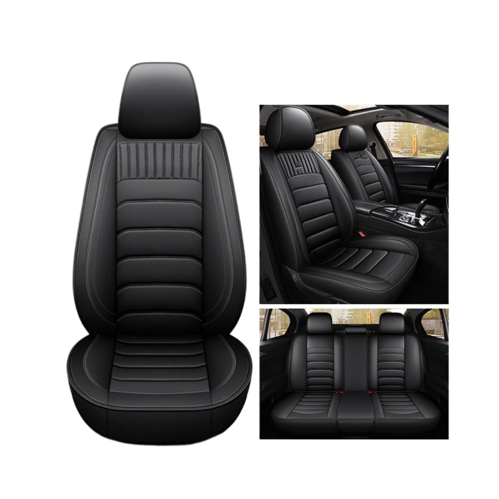 HILLAR Sitzbezüge Auto Für Alpina B3 B3S B5 B6 B7 Autositzbezüge Autozubehör Autowaren Auto-Sitzbezüge(Black 5seats) von HILLAR