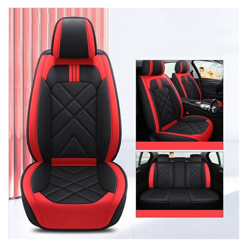 HILLAR Sitzbezüge Auto Für Chevrolet Für Cruze Für Captiva Für Sonic Für Spark Für Aveo Alle Modelle Auto-Styling Allgemeine Leder Auto Sitzbezug Auto-Sitzbezüge(Black red) von HILLAR