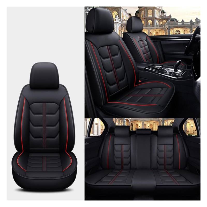 HILLAR Sitzbezüge Auto Für Civic Für Fit Für CRV Für XRV Für Accord Für Odyssey Für Jazz Für City Alle Modelle Leder Auto Sitzbezug Auto-Sitzbezüge(Black Red) von HILLAR