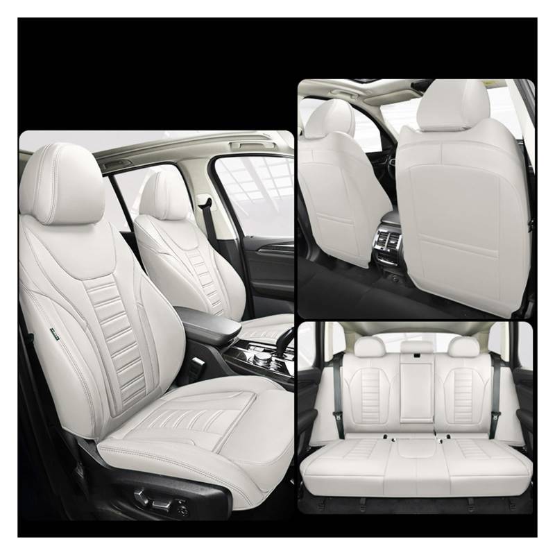 HILLAR Sitzbezüge Auto Für F10 G30 E46 E39 E90 E91 F11 X3 F25 G20 X1 X5 E83 F30 I3 I4 Autositzbezüge Custom Kissen Auto-Sitzbezüge(5Pcs-White) von HILLAR