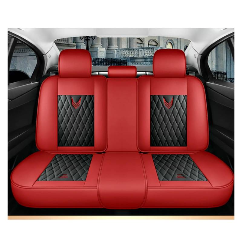 HILLAR Sitzbezüge Auto Für Ford Für Fiesta MK7 Für Fusion Für Focus 3 MK3 Für Explorer 5 Für Ranger Für Taurus Für Edge Auto Sitzbezüge Auto-Sitzbezüge(Black Red Rear) von HILLAR