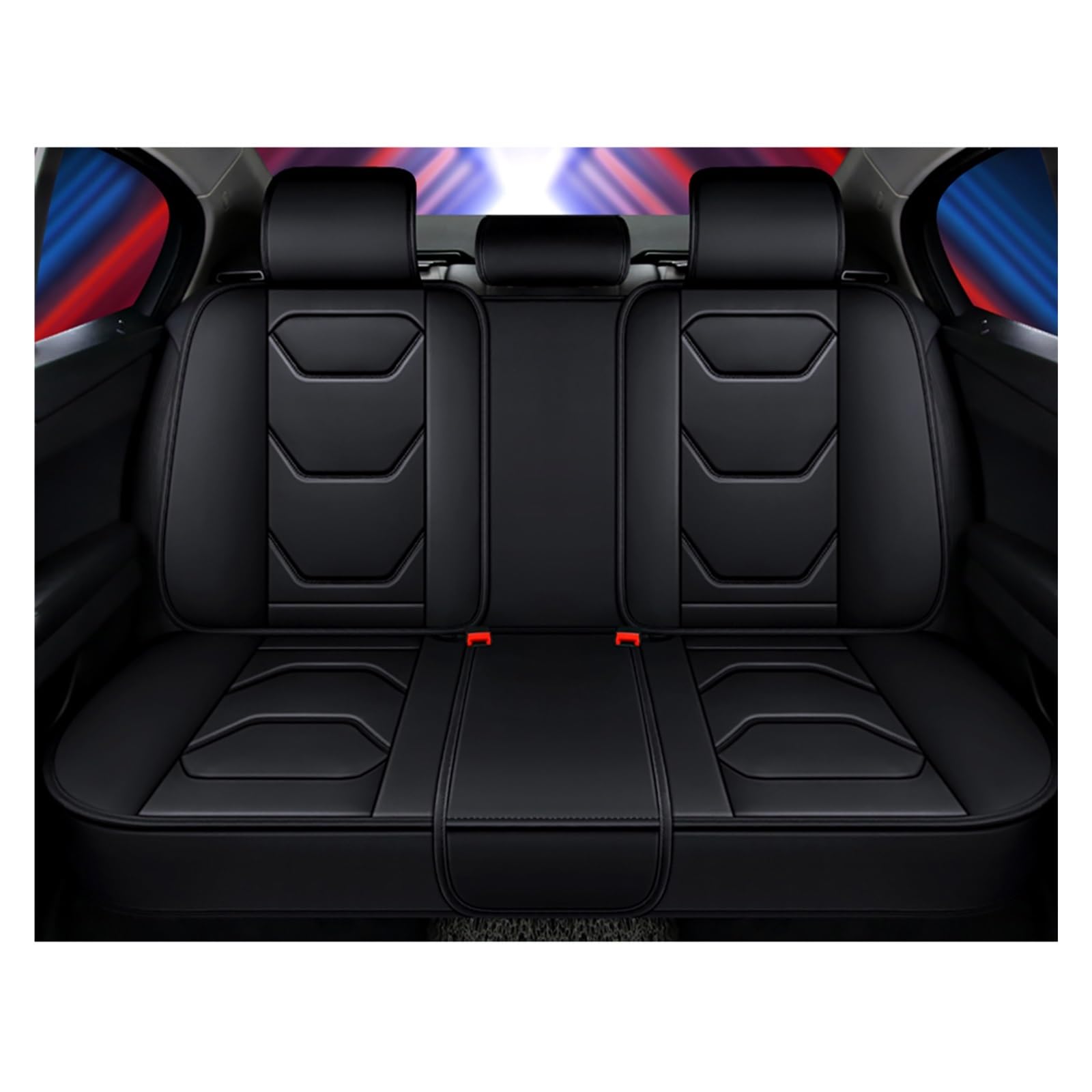 HILLAR Sitzbezüge Auto Für Ford Für Fusion Für Focus Für Ranger Für Kuga Für Fiesta Für Mondeo Für Ecosport Universal Leder Auto Sitzbezüge Auto-Sitzbezüge(Black Rear) von HILLAR