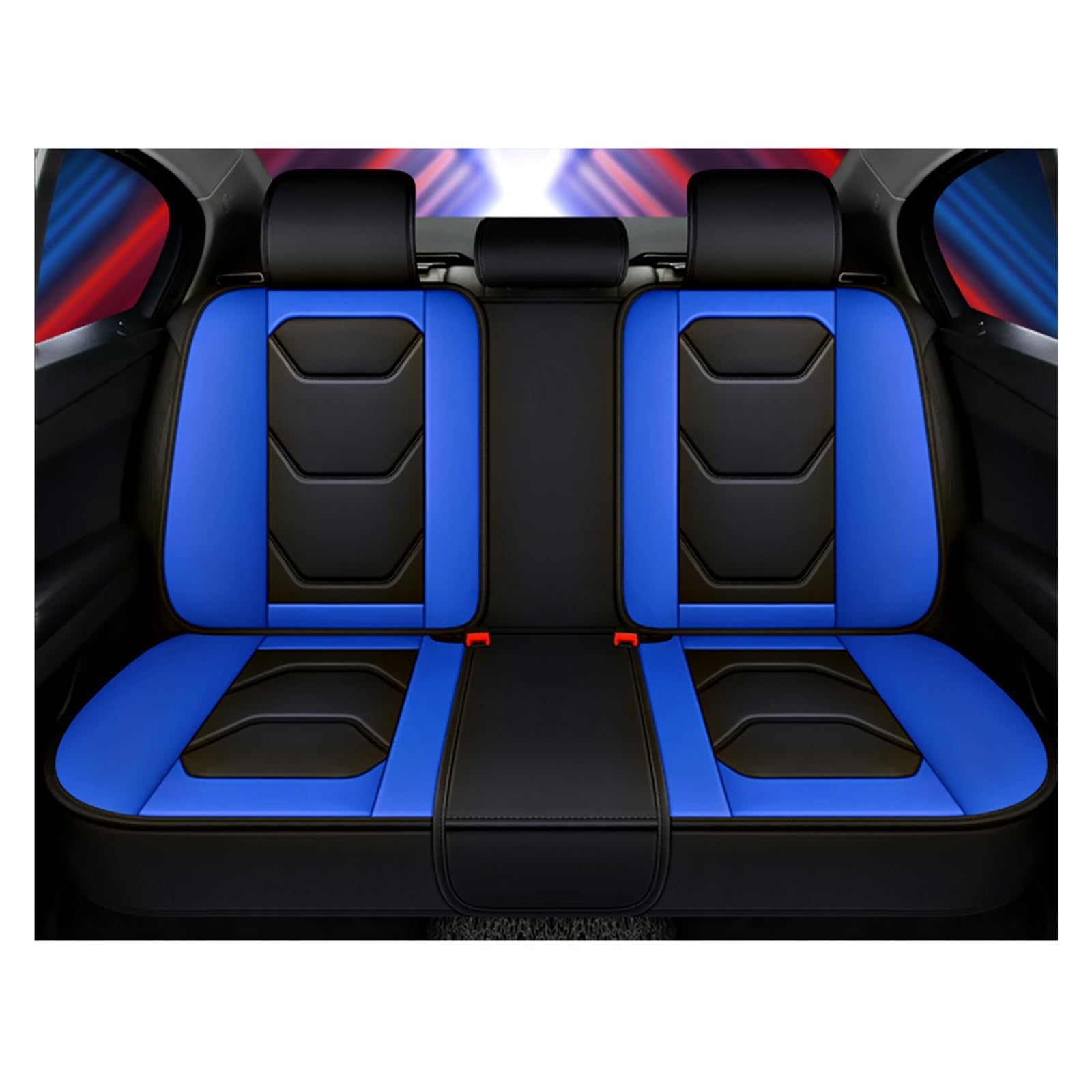 HILLAR Sitzbezüge Auto Für Ford Für Fusion Für Focus Für Ranger Für Kuga Für Fiesta Für Mondeo Für Ecosport Universal Leder Auto Sitzbezüge Auto-Sitzbezüge(Blue Rear) von HILLAR