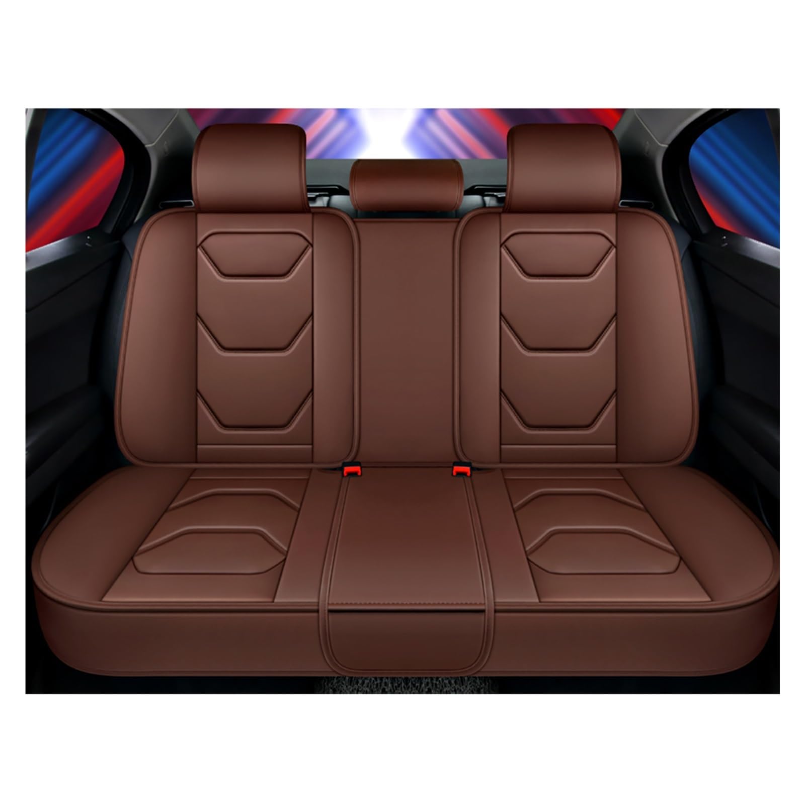 HILLAR Sitzbezüge Auto Für Ford Für Fusion Für Focus Für Ranger Für Kuga Für Fiesta Für Mondeo Für Ecosport Universal Leder Auto Sitzbezüge Auto-Sitzbezüge(Coffee Rear) von HILLAR