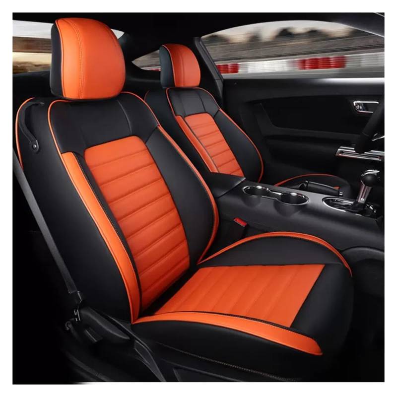 HILLAR Sitzbezüge Auto Für Ford Für Mustang GT Für Mustang Cabrio Autositzbezüge Komplettset Material Auto-Sitzbezüge(Orange Black b,2015-2024 Coupe) von HILLAR