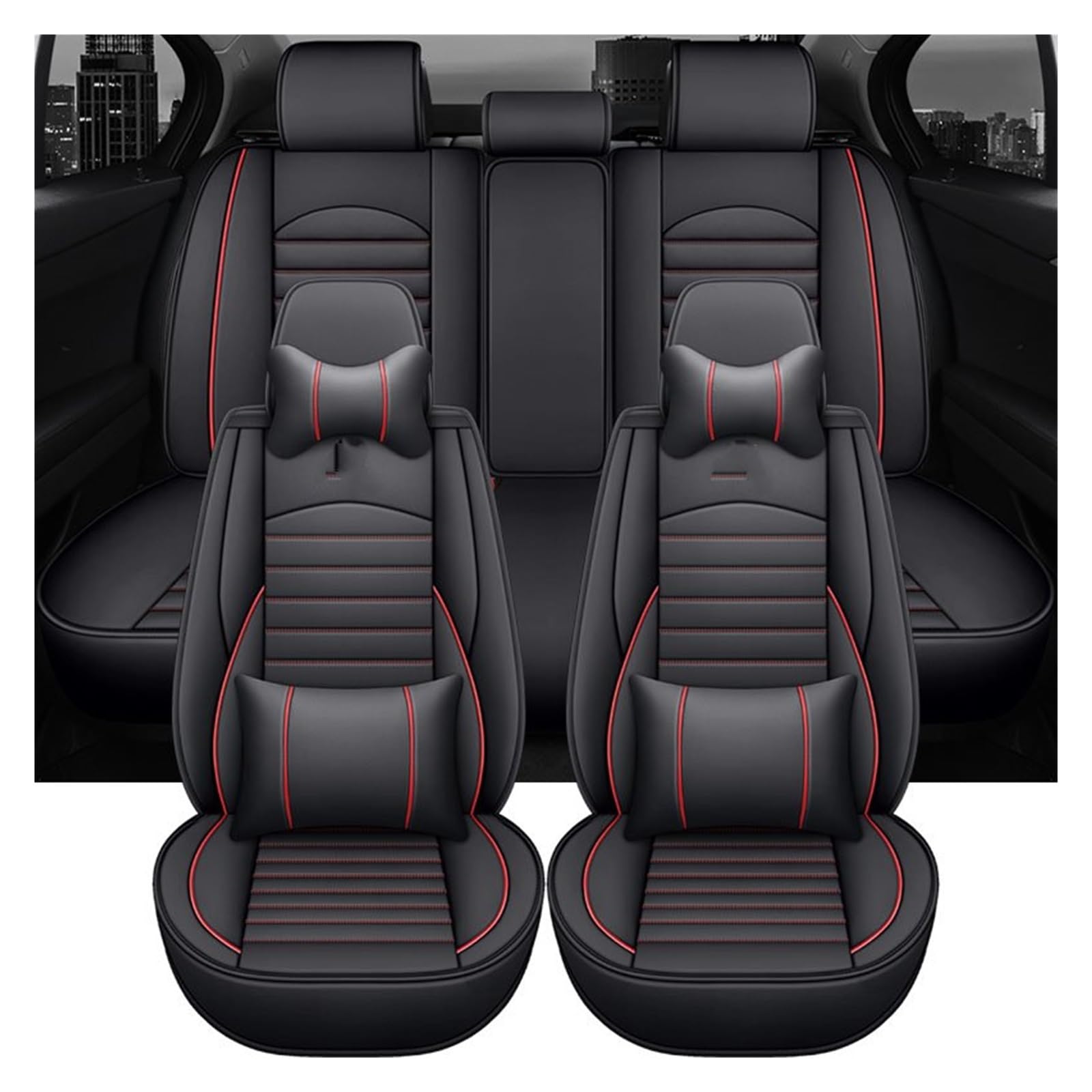 HILLAR Sitzbezüge Auto Für Geely Für Geometrie C Universal Leder Auto Sitzbezüge Auto Innen Zubehör Auto-Sitzbezüge(9 PCS b) von HILLAR