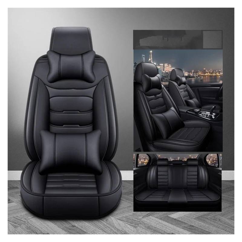 HILLAR Sitzbezüge Auto Für Hyundai Für Cncino I30 Ix25 I35 Für Elantra Für Santafe Für Reina Für Sonata Universal Leder 3D Auto Sitzbezug Auto-Sitzbezüge(Black 5seat a) von HILLAR