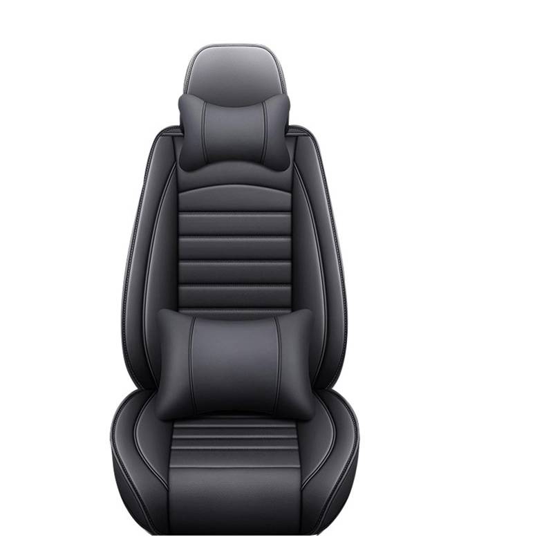 HILLAR Sitzbezüge Auto Für Hyundai Für Ix35 Für Santa Für Tucson Für Renalang Für Domina Universal All Inclusive Auto Leder Sitzbezug Auto-Sitzbezüge(Black Pillow) von HILLAR