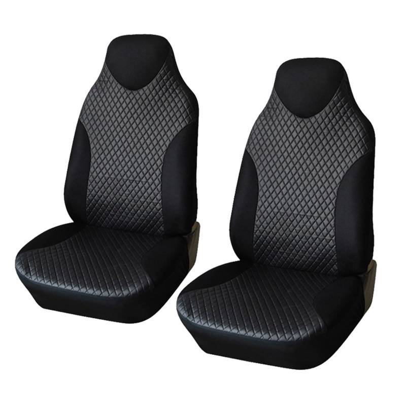 HILLAR Sitzbezüge Auto Für Kangoo PU Leder Vollständigen Satz Autositzbezüge Mode-Stil Hohe Rückenlehne Eimer Autositzbezug Auto Innen Auto-Sitzbezüge(Black-2PCS) von HILLAR