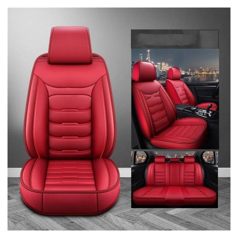 HILLAR Sitzbezüge Auto Für Kia K2 K3 K4 K5 KX Kreuz KX3 KX5 KX7 Für Rio KX1 Für Cerato Für Sorento Universal Leder 3D Auto Sitz Abdeckung Auto-Sitzbezüge(Red 5seat) von HILLAR