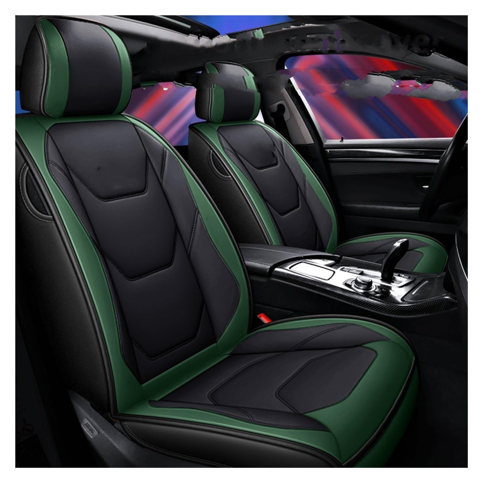 HILLAR Sitzbezüge Auto Für Mitsubishi Für ASX Für Outlander Für Lancer Für Pajero Für Galant Für Carisma Universal Leder Auto Sitzbezüge Auto-Sitzbezüge(Green Front) von HILLAR