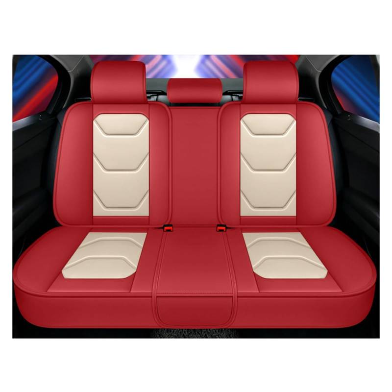 HILLAR Sitzbezüge Auto Für Mitsubishi Für ASX Für Outlander Für Lancer Für Pajero Für Galant Für Carisma Universal Leder Auto Sitzbezüge Auto-Sitzbezüge(Red White Rear) von HILLAR