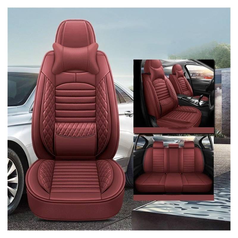 HILLAR Sitzbezüge Auto Für Mitsubishi L200 Für ASX Für Lancer X Für Outlander 3 Für Eclipse Für Cross Für Pajero Sport Universal Auto Sitzbezüge Auto-Sitzbezüge(with Pillow Red) von HILLAR