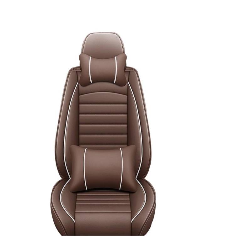 HILLAR Sitzbezüge Auto Für Nissan D22 Für GT-R Für Fuga Für Quest Für GENISS Für Qashqai Für Murano Für März Universal Auto Leder Sitzbezug Auto-Sitzbezüge(Brown Pillow) von HILLAR