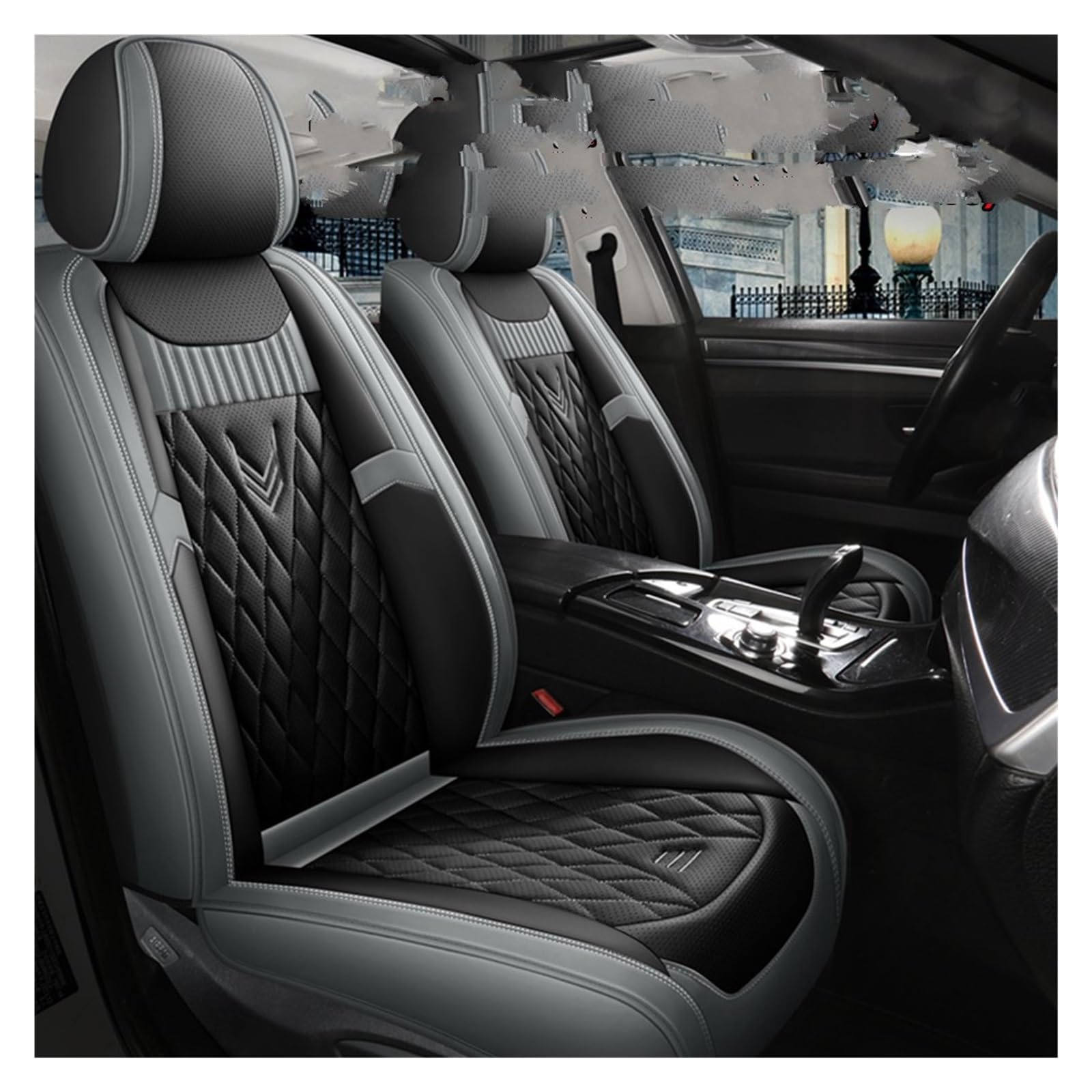 HILLAR Sitzbezüge Auto Für Opel Für Corsa D Für Astra K Für Zafira Für Tourer Für Antara Für Vectra B Für Meriva Universal Auto Sitzbezüge Auto-Sitzbezüge(Black Gray Front) von HILLAR