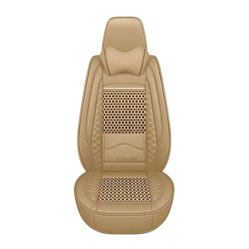 HILLAR Sitzbezüge Auto Für SEAT Für Leon Für Ibiza Für Cordoba Für Toledo Für Marbella Für Terra Für Ronda EIS Seide Atmungsaktive Auto Leder Sitzbezug Auto-Sitzbezüge(Beige Pillow) von HILLAR