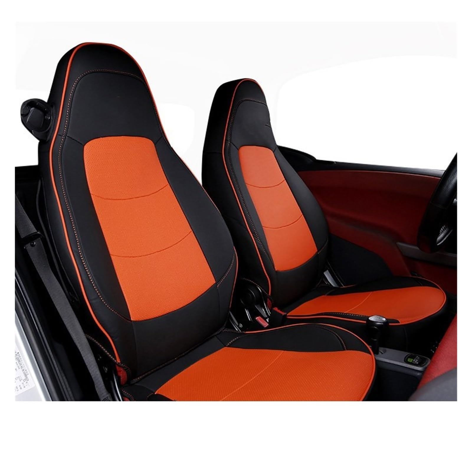 HILLAR Sitzbezüge Auto Für Smart 451 Für Fortwo 09-14 Autositzbezüge Schutz All-Inclusive Atmungsaktives Kissen Auto-Sitzbezüge(Black orange) von HILLAR