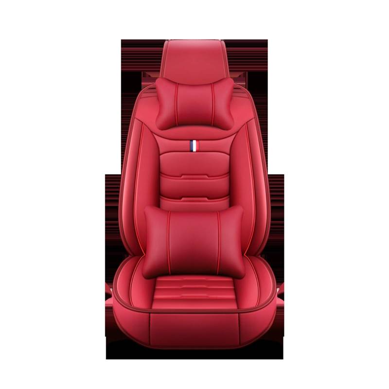 HILLAR Sitzbezüge Auto Für SsangYong Für Rodius Für Kyron Für ActYon Für Rexton Für Korando Alle Modelle Leder Autositzbezug Auto-Sitzbezüge(1 seat Red Pillow) von HILLAR