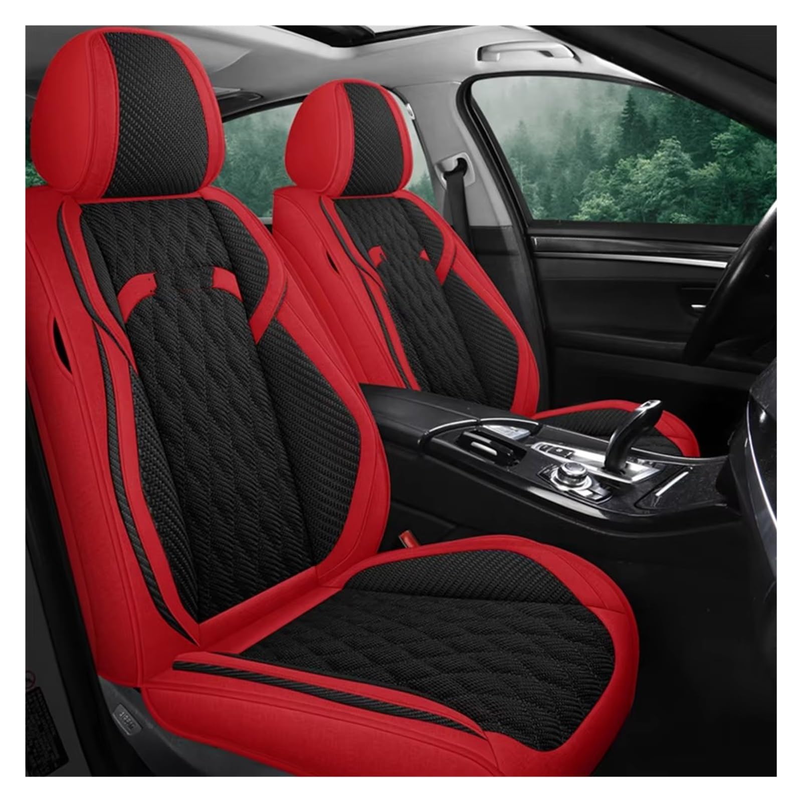 HILLAR Sitzbezüge Auto Für Volvo V40 Universal Autositzbezug Komplettset Kissen Autozubehör Innenausstattung Damen Auto-Sitzbezüge(Black Red Front) von HILLAR