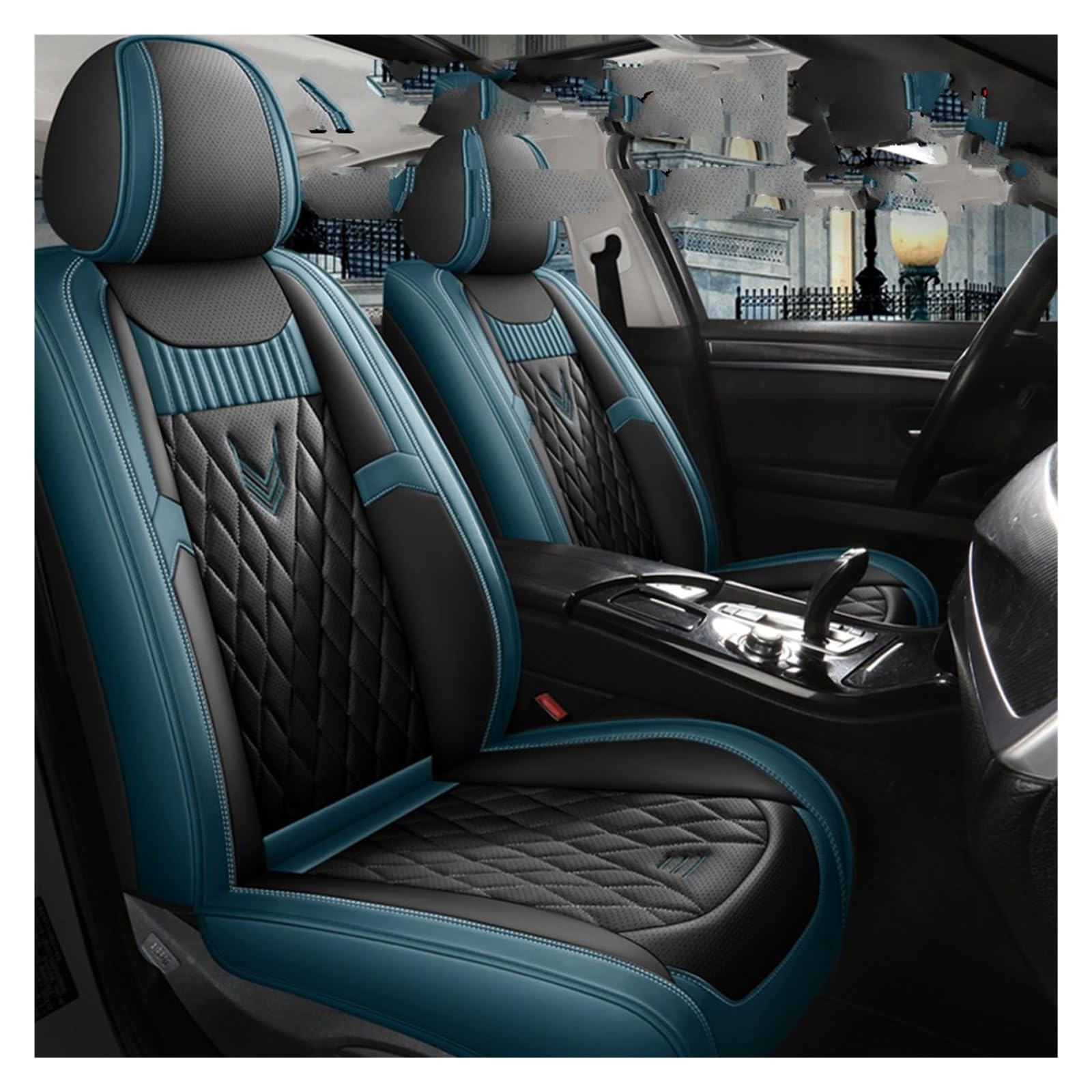 HILLAR Sitzbezüge Auto Für Volvo XC60 XC90 XC40 XC70 S60L C30 S80 S90 V50 V60 Universal Leder Auto Sitzbezug Innen Auto-Sitzbezüge(Black Blue Front) von HILLAR