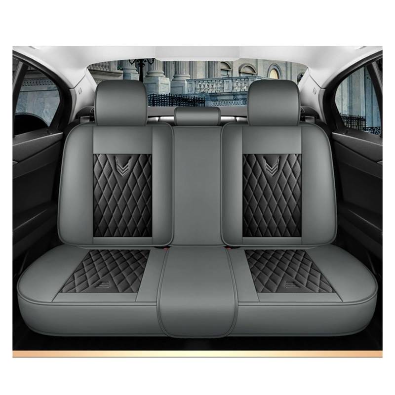 HILLAR Sitzbezüge Auto Für Volvo XC60 XC90 XC40 XC70 S60L C30 S80 S90 V50 V60 Universal Leder Auto Sitzbezug Innen Auto-Sitzbezüge(Black Gray Rear) von HILLAR