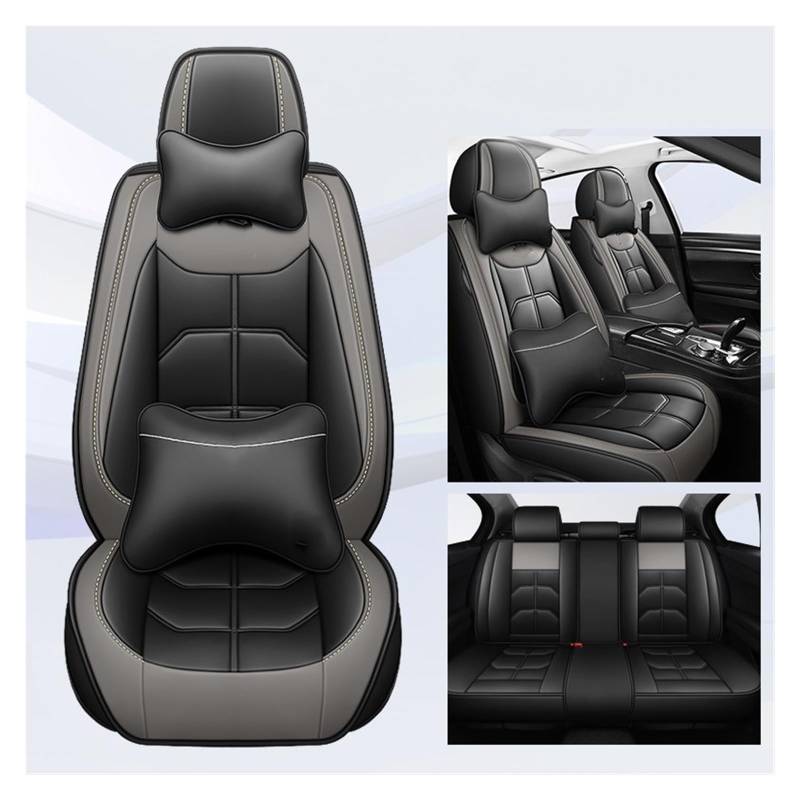 HILLAR Sitzbezüge Auto Für W246 B-Klasse W245 W242 W247 B-Klasse B180 B200 B250 Universal Autositzbezug Auto-Sitzbezüge(Black Grey 5 Seat A) von HILLAR