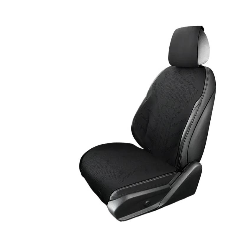 HILLAR Sitzbezüge Auto Ganzjahres-Autositzbezug Atmungsaktive Wildleder-Vorder-/Rücksitz-Anti-Rutsch-Schutzkissen Auto-Sitzbezüge(Black Front seat Set) von HILLAR