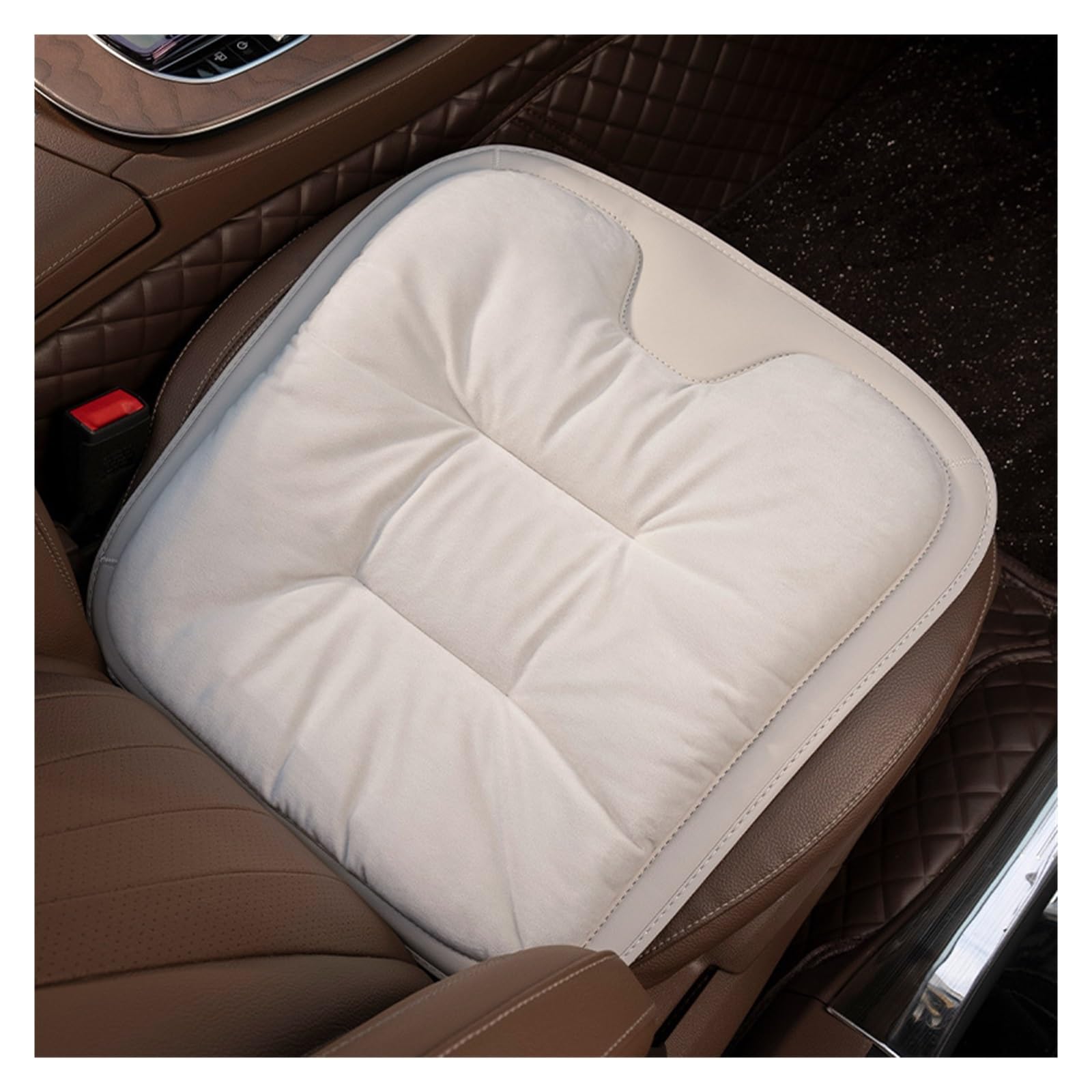 HILLAR Sitzbezüge Auto Geeignete Autositzkissen Winterplüsch Im Auto Beheizt Plus Universelle Samt-Vordersitzkissen Auto-Sitzbezüge(Cream White) von HILLAR