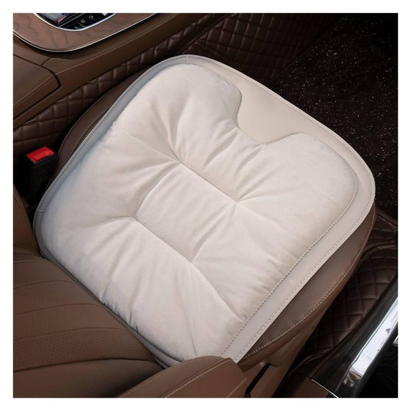 HILLAR Sitzbezüge Auto Geeignete Autositzkissen Winterplüsch Im Auto Beheizt Plus Universelle Samt-Vordersitzkissen Auto-Sitzbezüge(Cream White) von HILLAR