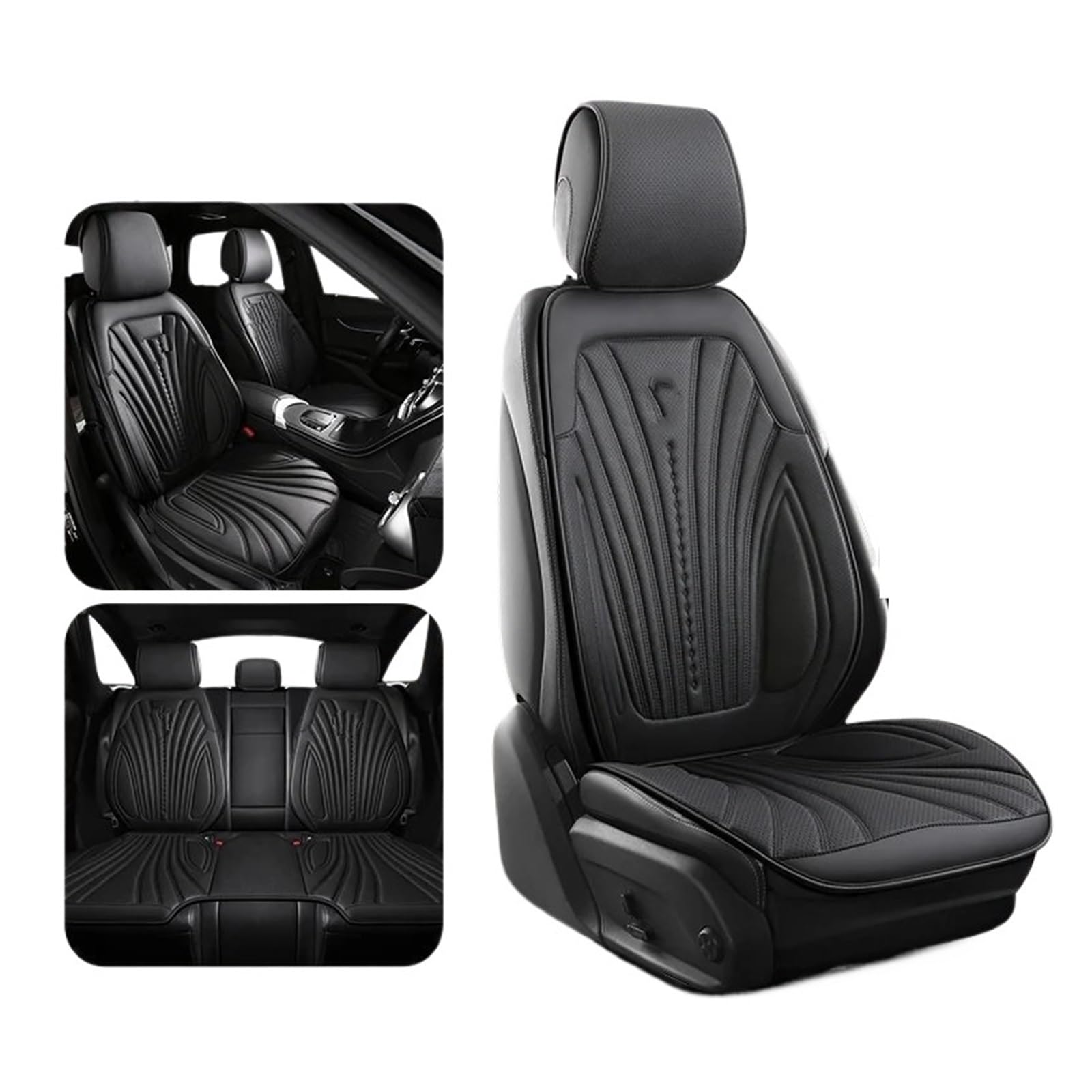 HILLAR Sitzbezüge Auto Universal Auto Sitz Abdeckung Vier Saison Auto Atmungsaktive Sattel Pad Sitzbezüge Für Auto Coole Sitze Abdeckung Schutz Auto-Sitzbezüge(Black1 Set) von HILLAR