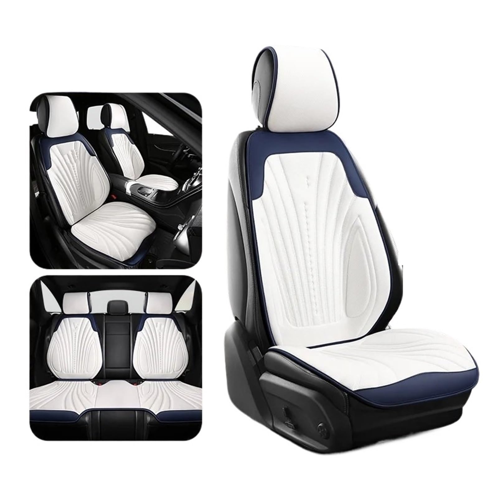 HILLAR Sitzbezüge Auto Universal Auto Sitz Abdeckung Vier Saison Auto Atmungsaktive Sattel Pad Sitzbezüge Für Auto Coole Sitze Abdeckung Schutz Auto-Sitzbezüge(White Set) von HILLAR