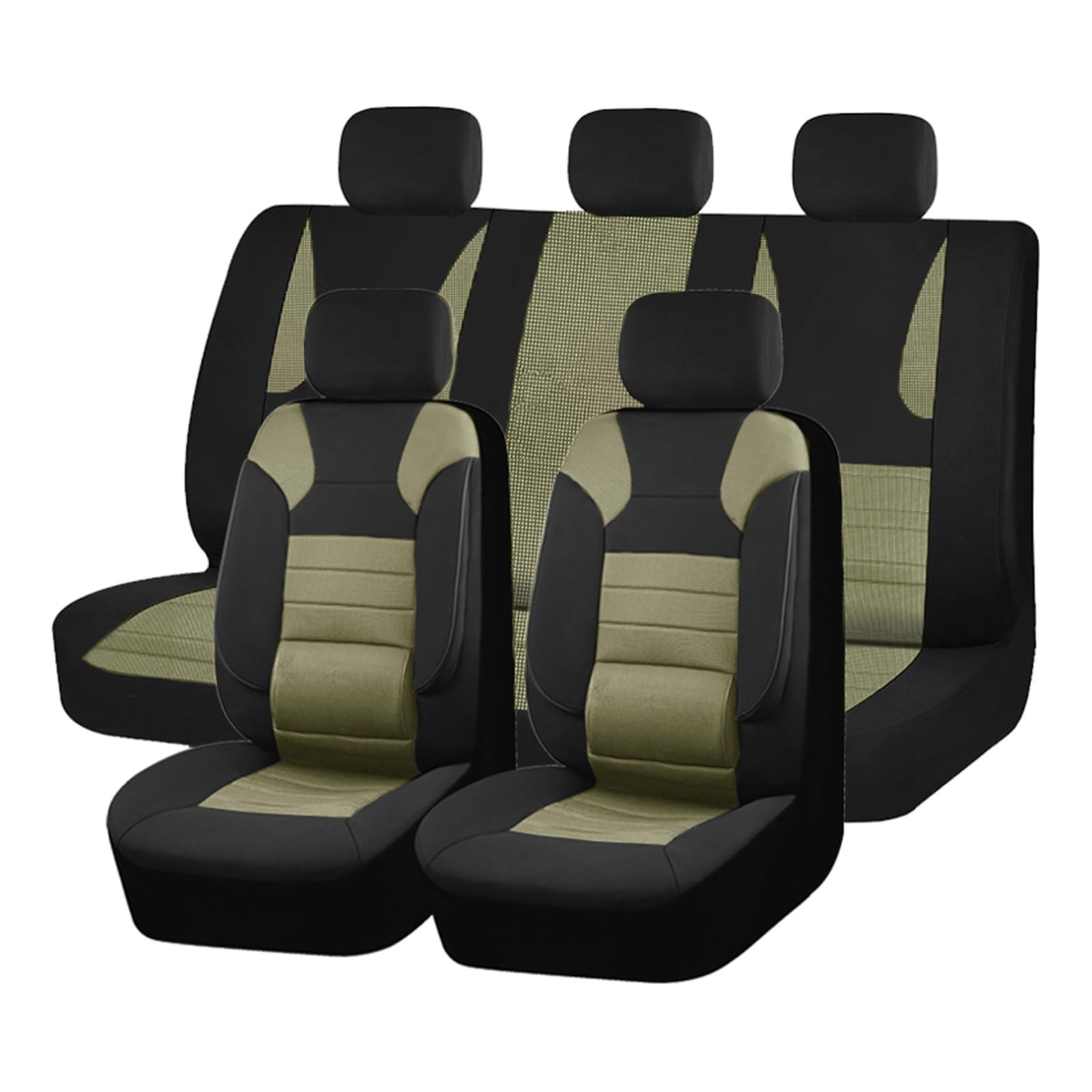 HILLAR Sitzbezüge Auto Universelle Sportliche Autositzbezüge Mit Rückenlehne Passend Für Die Meisten Autos SUVs LKWs Auto-Innensitzbezüge Komplettes Set Auto-Sitzbezüge(Black Beige) von HILLAR