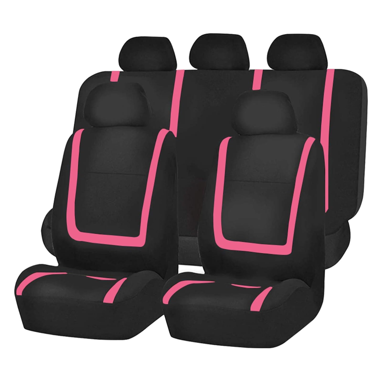 HILLAR Sitzbezüge Auto Vollständiger Satz Autositzbezug Aus Stoff Universell Polyester Atmungsaktiv Waschbar Geeignet Für Den Innenraum Von PKW LKW Van SUV Auto-Sitzbezüge(Pink 5 seat) von HILLAR