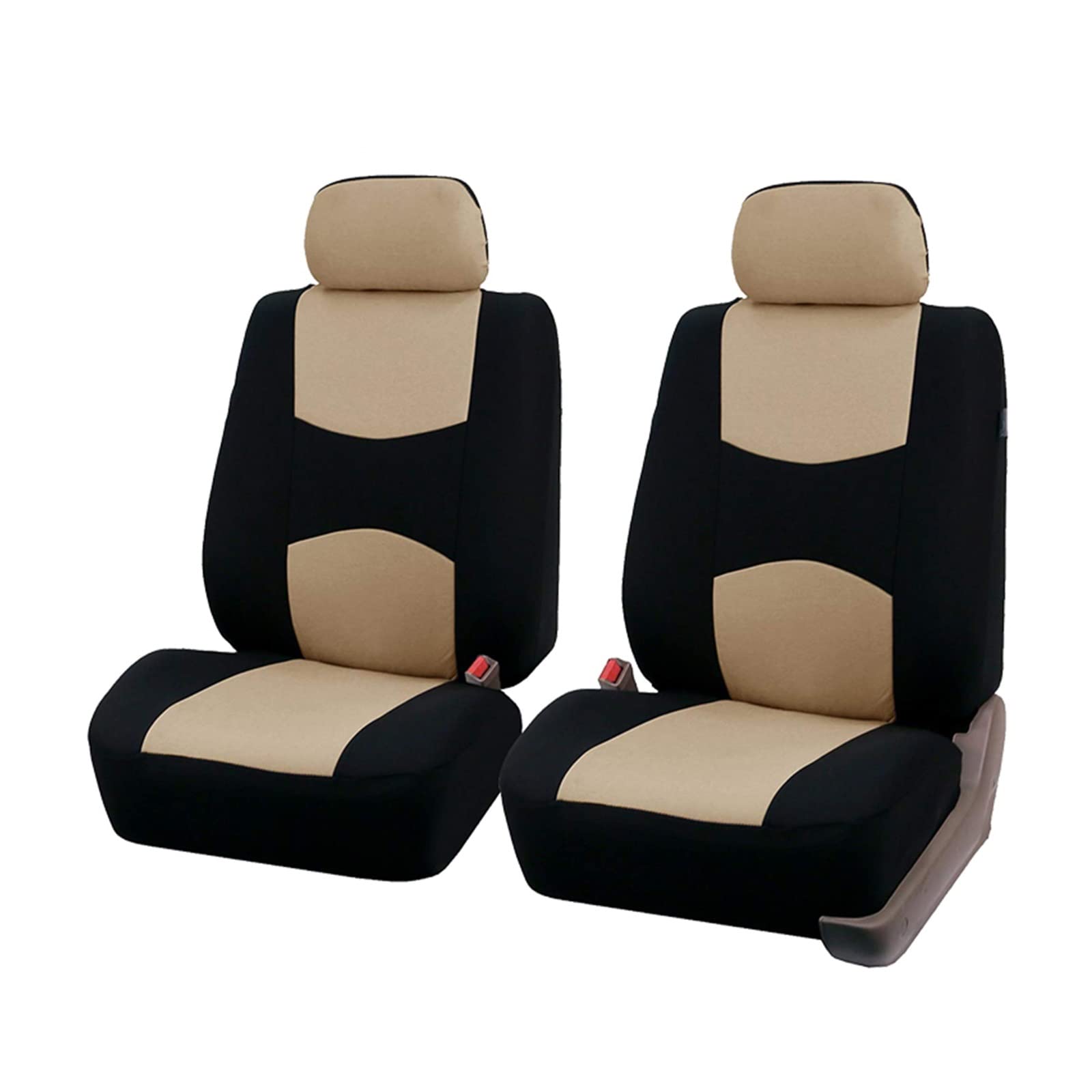 Sitzbezüge Auto 2/5 Stück Universal-Autositzbezüge Für Den Innenraum des Autos Geeignet Für Zwei Sitzreihen Doppelte Vordersitze Und 3 Unabhängige Sitze Hinten Auto-Sitzbezüge(2PC Front Beige) von HILLAR