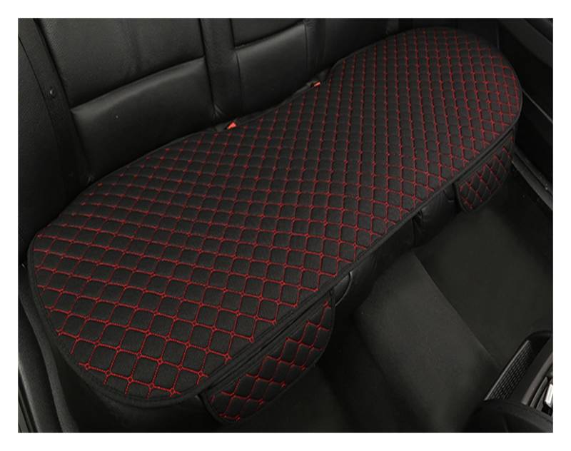 Sitzbezüge Auto Flachs-Autositzbezug Vorne Und Hinten Leinenstoff Übergröße Kissen Atmungsaktiv Schutzmatte Polsterung LKW SUV Van Auto-Sitzbezüge(1 Black red Rear) von HILLAR