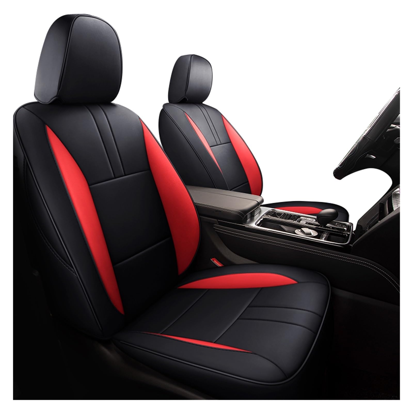 Sitzbezüge Auto Für GAC Für GS8 Leder Kissen 5 7 Sitze Vorne Und Hinten Komplettes Set Künstliche Leder Auto Sitz Abdeckung Auto-Sitzbezüge(Standard Black red,5 Seats) von HILLAR