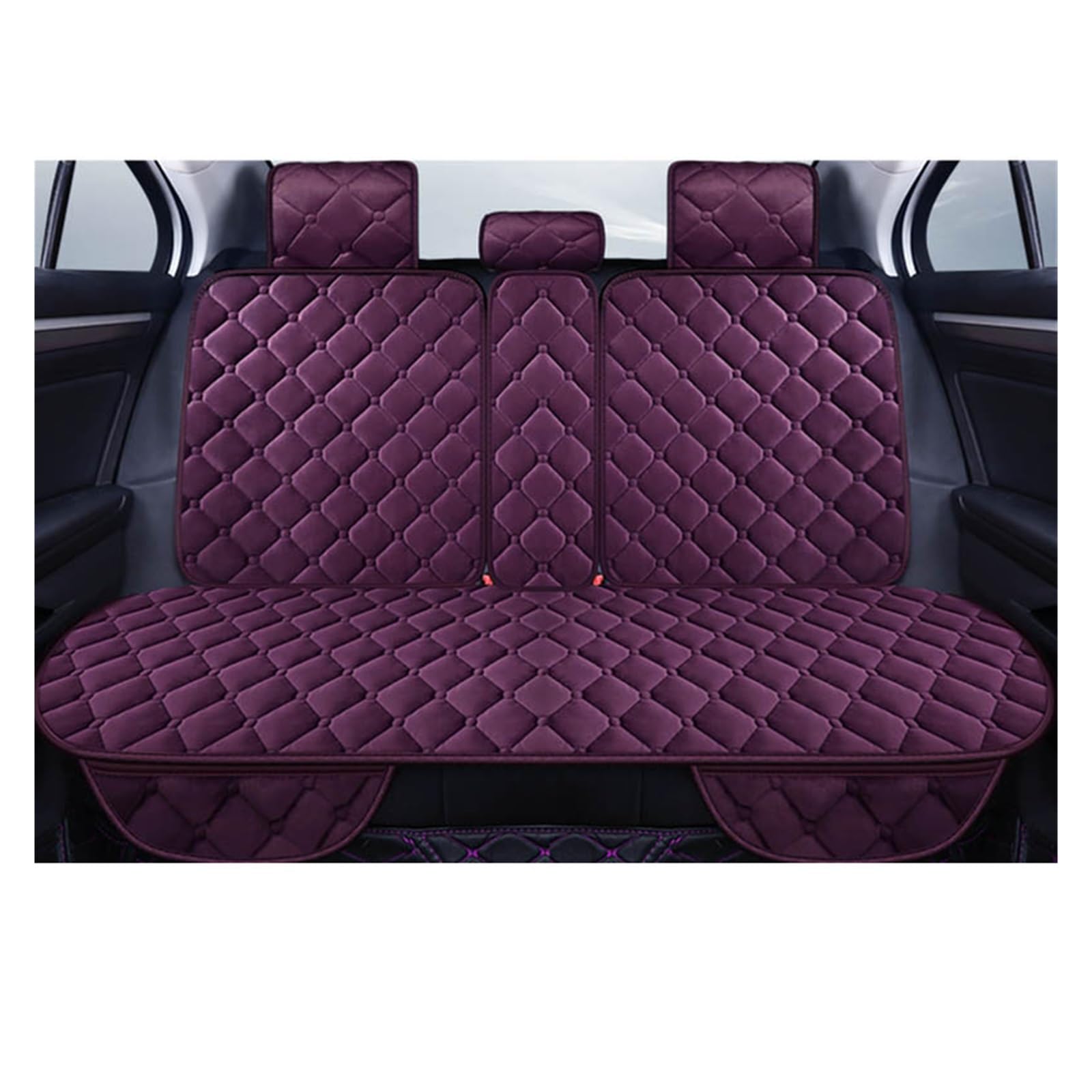 Sitzbezüge Auto Winter Warme Auto Sitz Abdeckung Plüsch Baumwolle Sitzkissen Anti-Slip Universal Vorne Hinten Sitz Pad Für Fahrzeug Auto-Sitzbezüge(1 Set Rear Purple) von HILLAR