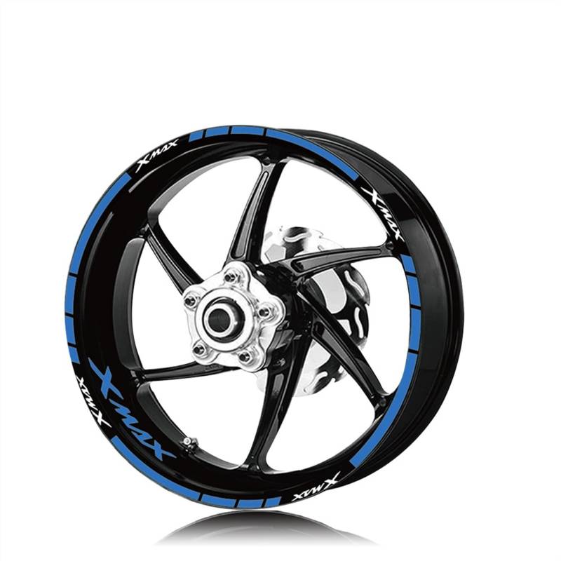 HIMNIL Motorrad Felgenaufkleber Reifenlogo Reflexstreifen Aufkleber Felgenaufkleber Für Yamaha Xmax Xmax 125 250 300 Felgenaufkleber (Color : Blu) von HIMNIL