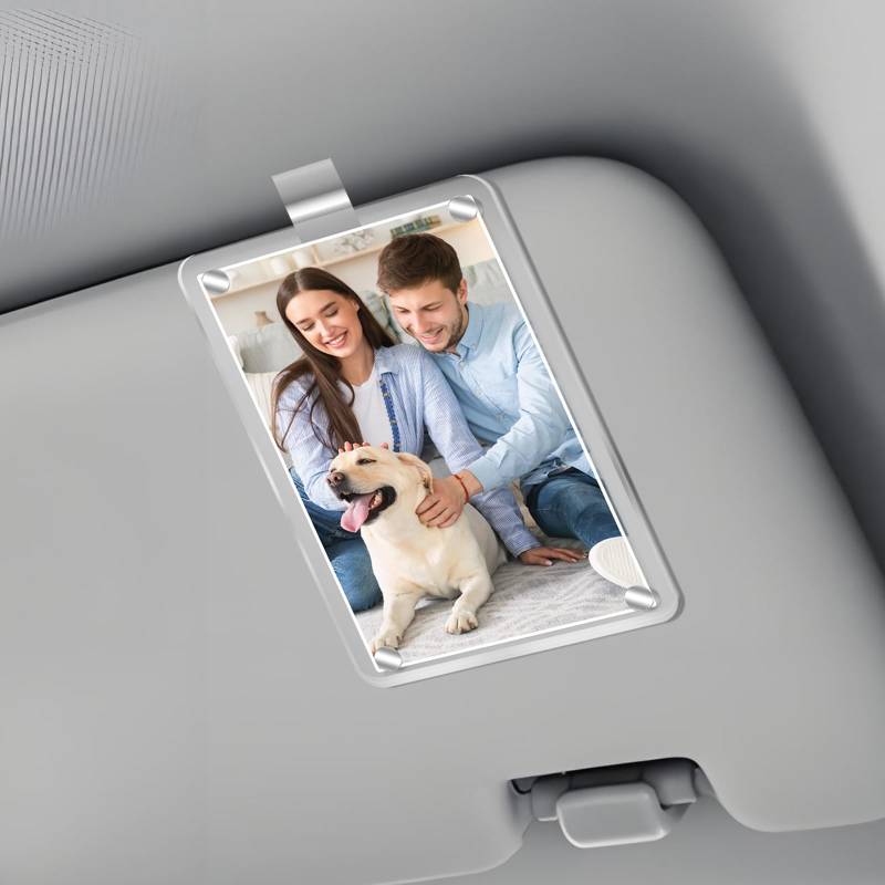 Magnetischer personalisierter Fotohalter aus Acryl fürs Auto, Bilderrahmen fürs Auto, Fotohalter fürs Auto, Clip für die Sonnenblende des Autos, personalisiertes Autozubehör. Kann verwendet werden von HINGTAI