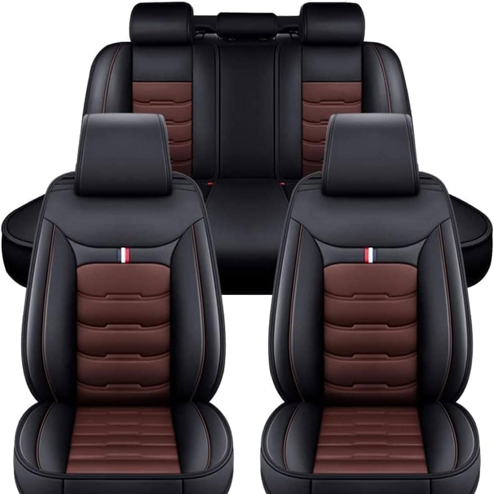 HIPATU Auto Sitzbezüge für Volkswagen VW ID.3 ID3 Pure/Performance/Pro/S 2019-2023, 5 Sitzer PU Leder Sitzbezug, Schonbezüge Sitzschoner Vorne Und Hinten,Black-Coffee von HIPATU