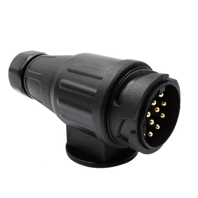 HISports 13 poliger Stecker, Premium Anhänger Stecker Anhängerstecker 13 Polig, mit Wasserfester Dichtung, 12V Wasserdichter 13 PIN Stecker Adapter Hänger, schwarz Hänger Stecker, für PKW LKW Anhänger von HISports