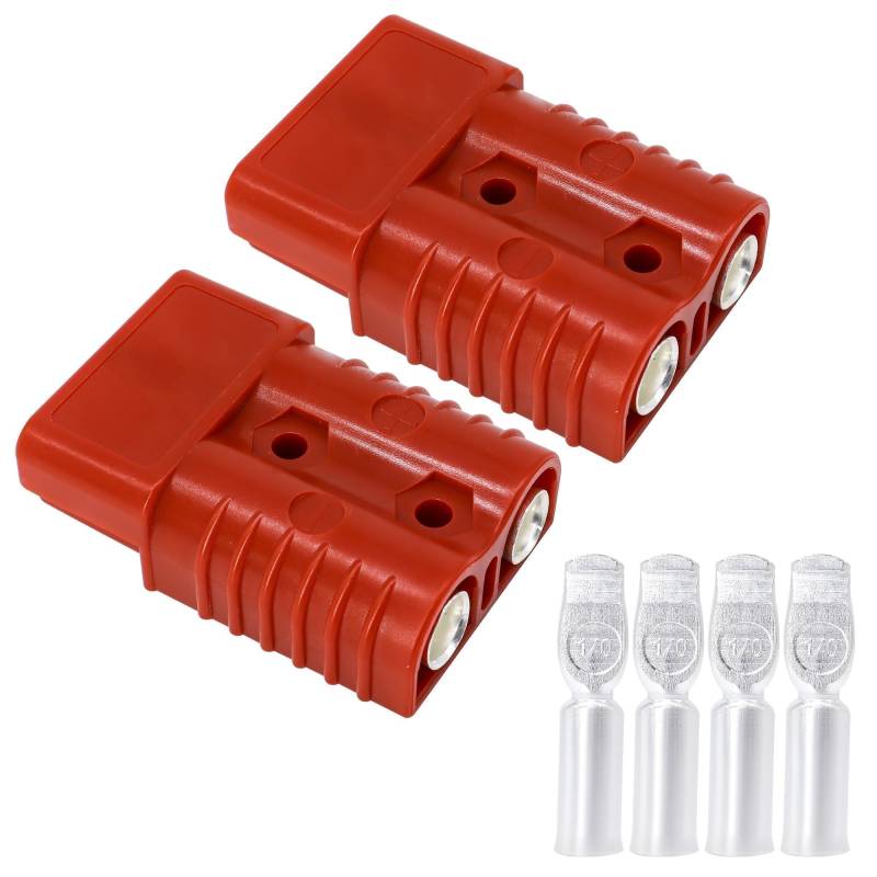 HISports 175A Anderson Stecker,Batterie Stecker,Batterie Anschluss Schnellanschluss Stecker Für Klimaanlagen, Wohnmobile, Wohnwagen, Boote,Gabelstapleranhänger,2 Stück Rot von HISports