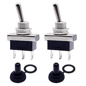 HISports 2 Stück Kippschalter aus Metall 12V 25A KN3D-102 Ein/EIN-mit wasserdichter Kappe 3 Pin Miniatur Kippschalter Geeignet für Auto Motorrad Schleifer Rasenmäher Yacht und Boot von HISports