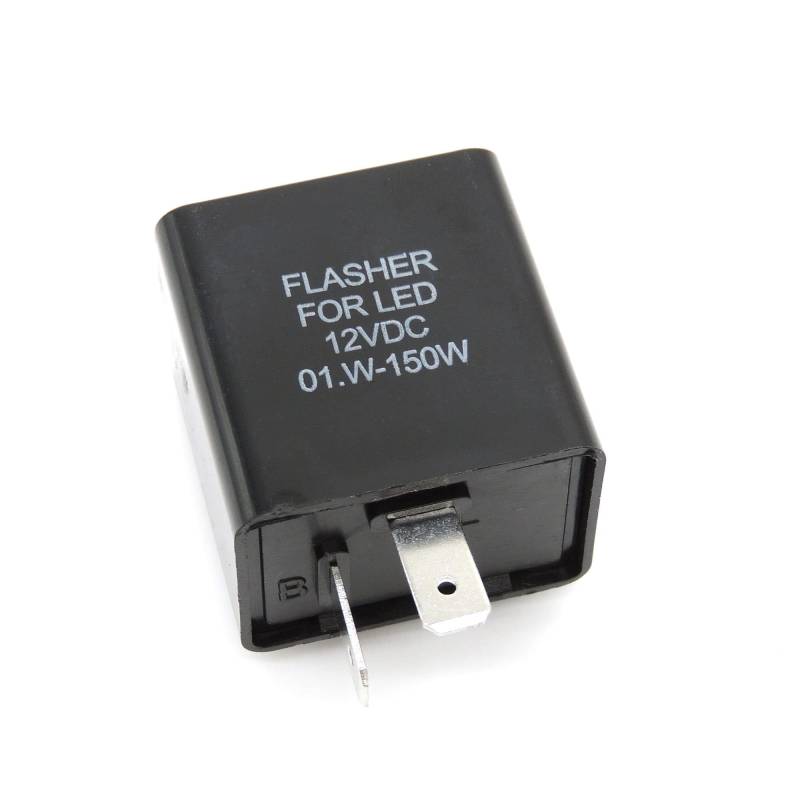 HISports 2-poliges Blinkrelais - Blinkfrequenz-Steuerrelais für Fahrzeugmotorräder für elektronische LED-Blinker, einstellbares Blinkrelais, 12 V, 0,02 A-10 A, Schwarz von HISports